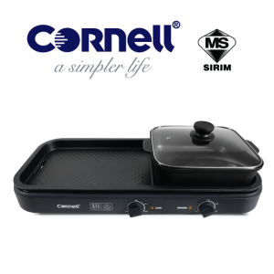 Cornell 2-in-1 Steamboat Pot Roast Fry Pan Non-stick Multifunctional Electric Baking Pan BBQ Grill Pan