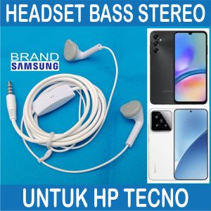 Suara Bagus Headset Bass untuk HP Tecno Spark GO 1S 30 9 8 Camon 40 Pop Pova Headphone Audio Telinga