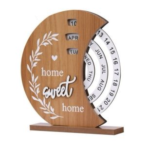 Moon Phase Manual Rotating Perpetual Calendar 20cm Hand Spin Wooden Date Display Vintage Desktop Decor Unique Gift
