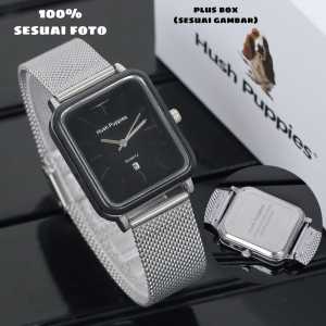 New!!! Jam Tangan Wanita Hush Puppies Strap Rantai Pasir Fitur Tanggal Aktif - Free Box Bisa Bayar di Tempat