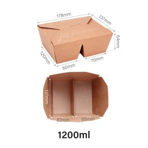 [CARTON SALE 50pcs] 2 Compartment Kraft Bento │ Paper Lunch │ Takeaway Salad