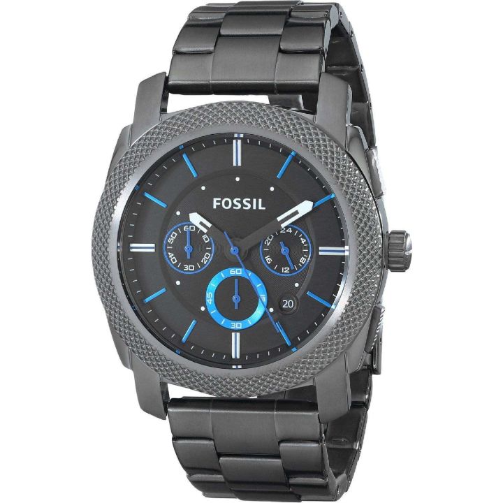 Authentic Fossil Men's Machine Chronograph Smoke Black Dial Stainless ...