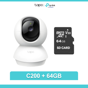 TP-Link Official | Tapo C200 | 1080p Indoor 360 Degrees Pan and Tilt WiFi IP Security Cctv Camera Connect to Cellphone Two Way Audtio with Mic and Speaker with SD Card