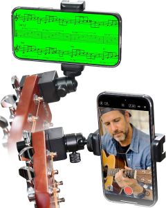 Guitar Phone Holder (Stable Lightweight) Headstock Mount for Video Recording Digital Sheet Music Accessories for Guitar/Electric Guitar/Bass    ORLNK GM1