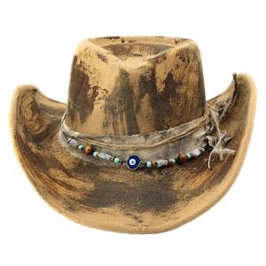 Stylish Cowboy Hats Decorative Distressed Breathable Cloth Comfortable Fit Western Party Outdoor Festival Accessory