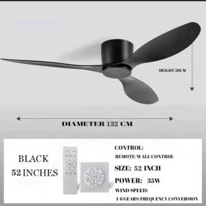 Large wind black retro ceiling fan Dining room Living room household electric fan Commercial ceiling fan chandelier