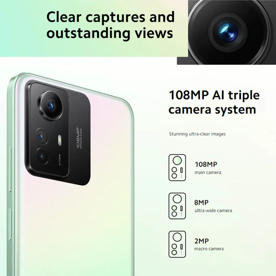 108mp Camera Gcam Redmi Note 10s Xiaomi Redmi Note 12S Smartphone 8GB+256GB  Helio G96