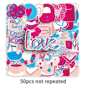50pcs Original Cartoon Love Sticker Cute Girly Heart Graffiti Decal Waterproof Decorative Laptop Luggage Water Bottle