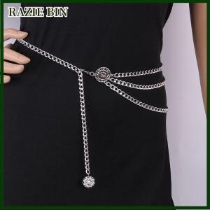 RAZIE BIN Phụ Nữ Thời Trang Vành Đai Hip Cao Eo Vàng Bạc Hẹp Kim Loại Chuỗi Chunky Rìa Pha Lê Kim Cương Eo Chuỗi Corset Chuỗi Vành Đai
