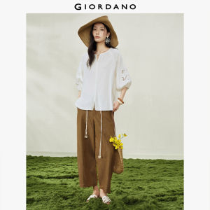 GIORDANO Women Shirt Moderate Thickness Shirt Non-Elastic Shirt Woven Fabric Shirt 18346708