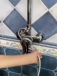 【PPO0】Bathroom Single Tier Head Holder Rectangle Bathroom Organizer Adjustable No Drilling Shower Pole Shelves Storage Rack Shampoo Tray