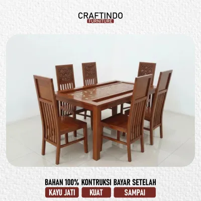 MEJA MAKAN KURSI MAKAN MINIMALIS KAYU JATI COD