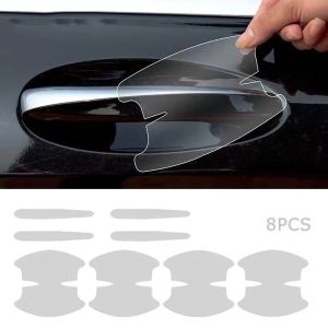 8Pcs Clear Car Door Bowl Anti-Scratch Stickers – Door Handle Paint Protection Film Self-Adhesive Universal Fit Auto Exterior Accessories