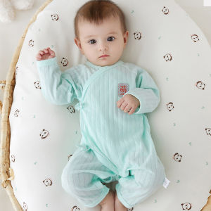 Baby Jumpsuit ฤดูร้อนเสื้อผ้าทารกแรกเกิดบาง Boneless ฝ้ายหมวก Horsewear แขนยาวเครื่องปรับอากาศ Baby Sleepwear ฤดูร้อน