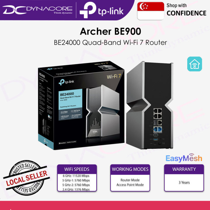 TP-Link Archer BE900 BE24000 Quad-Band Wi-Fi 7 Router with Dual