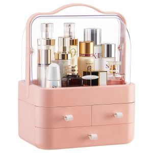 SHENAR KOSMETIK STORAGE KOTAK PENYIMPAN BEAUTY CASE KOTAK MAKE UP RAK KOSMETIK FLIP COVER ORGANIZER 3 LACI TEMPAT MAKE UP RAK KOSMETIK SUSUN - BISA COD