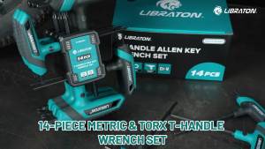 LIBRATON 14PCS T-Handle Allen & Torx Wrench Set Long Arm Portable Hex & Star Key Set for Basic Home Repair Auto Bike Repair Tool