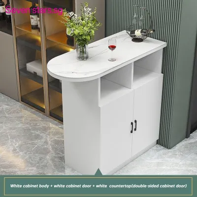 Sintered Stone Kitchen Island & High Bar Table Double-Sided Partition Sideboard Cabinet Multi-Functional Storage Cabinet for HDB Open Kitchen Dining Room Entryway