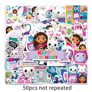 50PCS Gabbys Dollhouse Animation Sticker Waterproof Cartoon Toy Sticker DIY Laptop Skateboard Decal Sticker