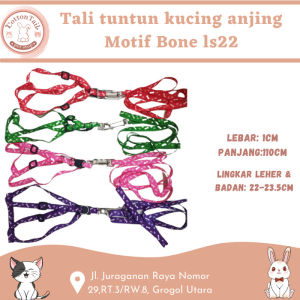 Tali Tuntun-Harness MOTIF BONE LS22 UNTUK KUCING ANJING