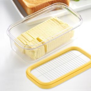 HUNIU Plastic Butter Dish with Lid Rectangular Butter Slicer Box Freshness Preservation Detachable Butter Keeper Container Kitchen Storage