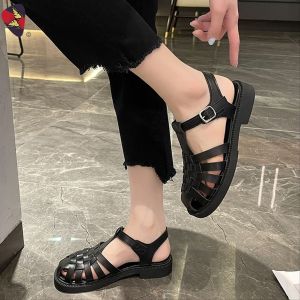 KATERINA FASHION  Korean Closed Shoes Flat Sandals For Women Adjustment Strap #A-25