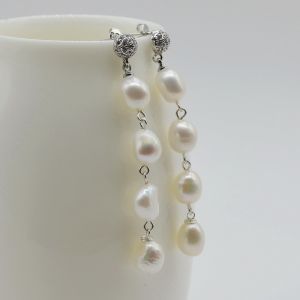 2022 Long Earrings Natural Freshwater Pearls 925 Sterling Silver Long Earrings Zirconia Handmade Womens Pearl Earrings