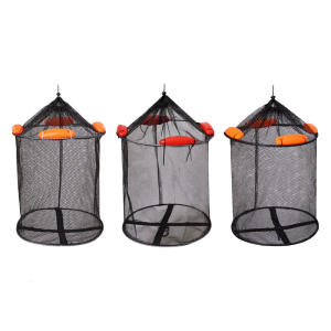 Large Open Mouth Foldable Fishing Net Durability Nylons Meshes With Baits Bag for Efficient Catching In Rivers Lake Pond