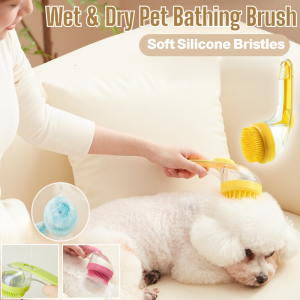 Pet Shampoo Brush Wet And Dry Pet Bathing Brush Massage Comb Comfortable Soft Silicone For Pet Hair Beauty Cleaning