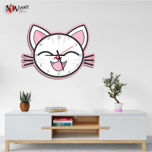 Jam Dinding Kucing Lucu Hiasan Dinding Kamar Dekorasi Aesthetic Karakter Ukir Minimalis