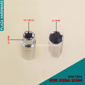 Mata Sok 21 mm Tipis Untuk Membuka Mur Baut Roda Mobil Velg Racing