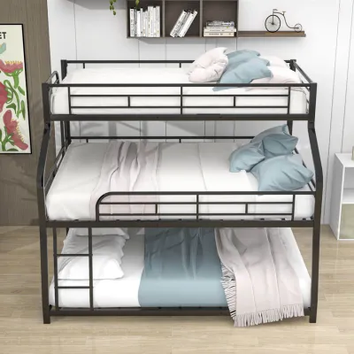 Formaldehyde-free upper middle and lower three-bed children get on and off the bed adults get on and off the bed Princess bunk bed bunk bed rack bed.