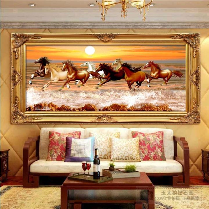 Modern Home Living Room 8 Running Horses Canvas Painting Wall Art ...