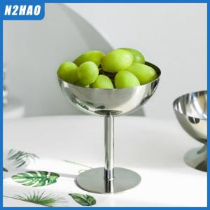 N2HAO 2023 New Stainless Steel Goblet Cup Ice Cream Dessert Salad Bowl Fruit Plate Snack Dish KTV Bar Supplies