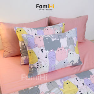 Vỏ gối nằm 35x50cm cho bé Cotton Sateen FamiHi cao cấp bao áo gối họa tiết trẻ em 100% vải sợi tự nhiên mềm mát.