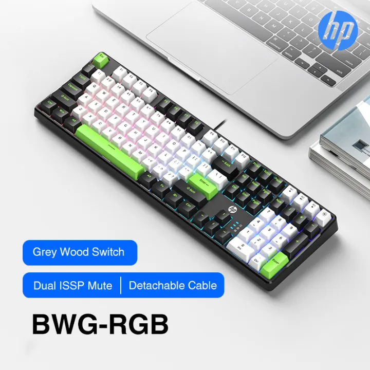 HP GK320 Hot-swappable Wired Mechanical Gaming Keyboard RGB 108 Key Sound Reduction and Stability, for PC Laptop Compatible with Multiple System