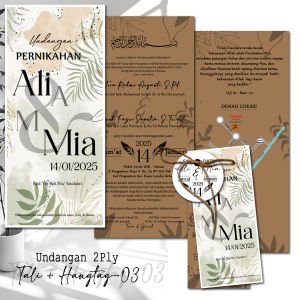 ( ISI 50 PCS ) Undangan Nikah 2Ply+Hangtag Tali Rami Undangan Nikahan || Undangan Pernikahan | Undangan Wedding | Undangan Walimah - syukuran | Undangan Rasullan - Aqiqah - Naik Haji | Wedding Card Invittation
