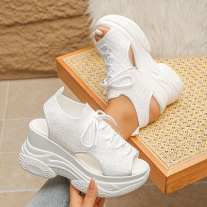 Plus Size Thick-Soled Sandals For Women 2026 Summer New Fish-Mouth Comfortable Sports Casual Sandals