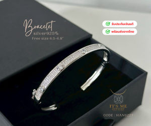 ITS ME กำไลข้อมือเงินแท้92.5% ประดับเพชร cz Free size 6.5-6.8 นิ้ว (เนื้อเงินแท้)