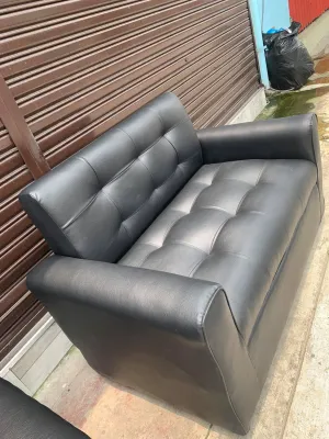ERIKA 2 SEATER SOFA BLACK LEATHER URATEX FOAM / COD ONLY !!!!!!