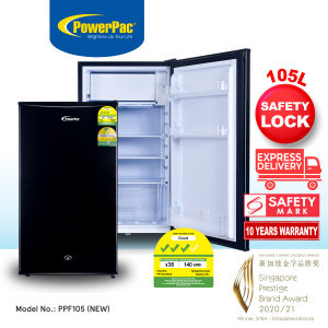 [NEA CLIMATE VOUCHER $400] PowerPac Bar Fridge 105L With Lock (PPF105)