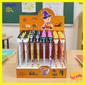 XINGK 6Pcs Cute Ghost Pumpkin Witch Stackable Block Painting Pencils For Kids Birthday Party Favors Halloween Theme School Rewards