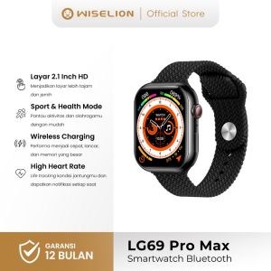 【Garansi 1 tahun】Wiselion Smartwatch 2025 LG69 2.01”TFT HD Amoled Screen IP67 Waterproof Smart Watch Pria Wanita Monitor Detak Jantung & Tekanan Darah 100+ Wallpaper Cocok untuk Olahraga Kerja dan Outdoor