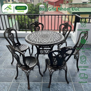 Bàn Ghế Sân Vườn SMARTHOMES D90 Nhôm Đúc Cao Cấp Bền Đẹp Phù Hợp Không Gian Ngoài Trời