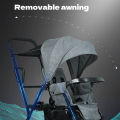 Twin Stroller Double Stroller Lightweight Adjustable Two-way Tandem Seating Foldable Baby Stroller. 