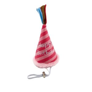 FOUNDTWO Reusable Pet Birthday Hat Plush Adjustable Dog Party Headdress Pet Accessories Lightweight Striped Celebration Hat Puppy Costume