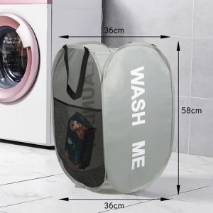 Portable Mesh Laundry Hamper Wide Opening Breathable Collapsible Space-Saving Laundry Basket