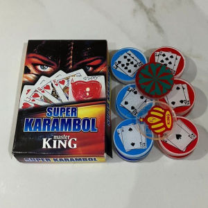Biji Karambol Super Diameter Besar / Jumbo Motif Kartu Remi Master King / Random | koin krambol 2 lapis tebal 5 mm original | 1 set buah kerambol 5mm glossy | coin bola carambol | anak carrom games
