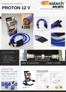 MASTECH 10MM 4 CORE PLUG CABLE - Iswara 1.3 1.5 / Wira 1.3 1.5 /  Satria 1.3 1.5 /  Megavalve / 12V (MSP02-10MM-BPD)