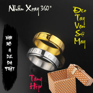 Nhẫn titan cao cấp khắc Nam Mô A Di Đà Phật bản 6mm xoay 360* chất liệu titan cao cấp siêu đẹp bền màu